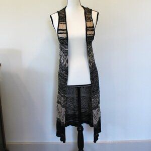 New Directions Sleeveless Cardigan Striped/Geometric Print Sz Small